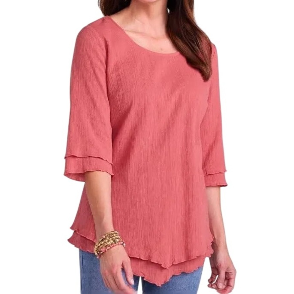 Soft Surroundings Siesta Key Tunic Retro Rose Size M Cotton Gauze